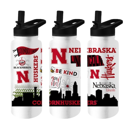 Logo Brands Nebraska 34oz Native Quencher Bottle 182-S34QB-63